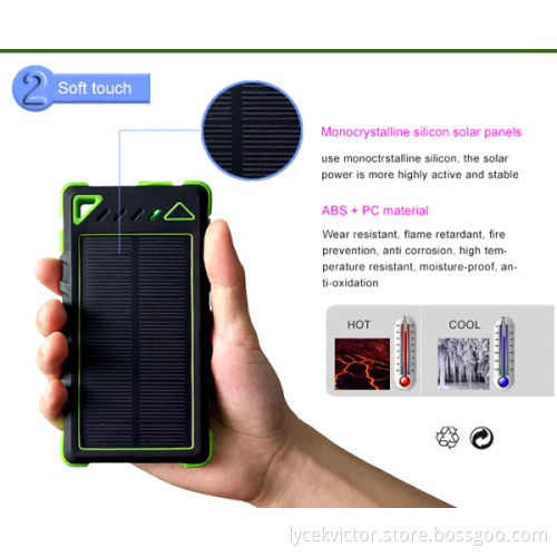 Dual USB Portable Waterproof Solar Charger External Battery Power Bank